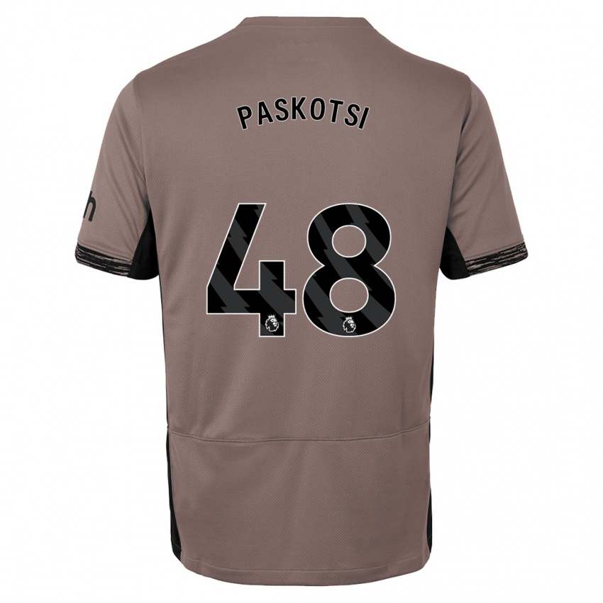 Enfant Maillot Maksim Paskotsi #48 Beige Foncé Troisieme 2023/24 T-Shirt Belgique