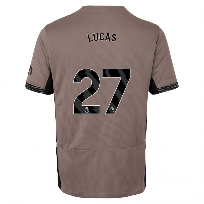 Kinder Lucas Moura #27 Dunkelbeige Ausweichtrikot Trikot 2023/24 T-Shirt Belgien