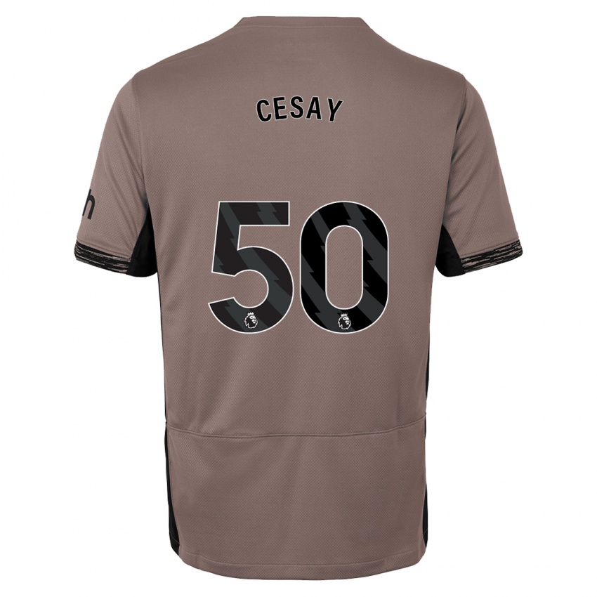 Kinder Kallum Cesay #50 Dunkelbeige Ausweichtrikot Trikot 2023/24 T-Shirt Belgien