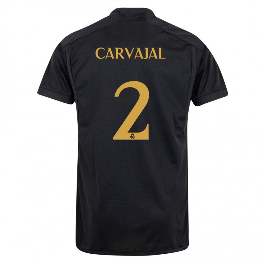 Kinder Daniel Carvajal #2 Schwarz Ausweichtrikot Trikot 2023/24 T-Shirt Belgien