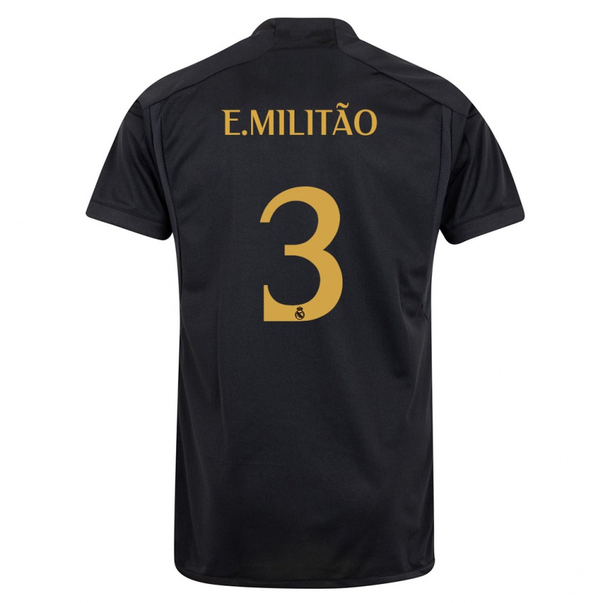 Enfant Maillot Eder Militao #3 Noir Troisieme 2023/24 T-Shirt Belgique