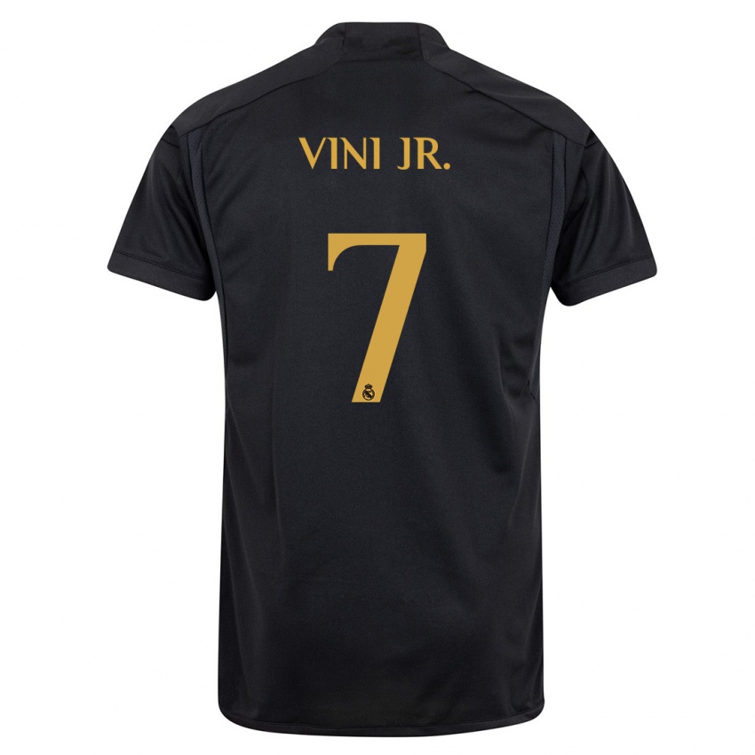 Kinder Vinicius Junior #7 Schwarz Ausweichtrikot Trikot 2023/24 T-Shirt Belgien