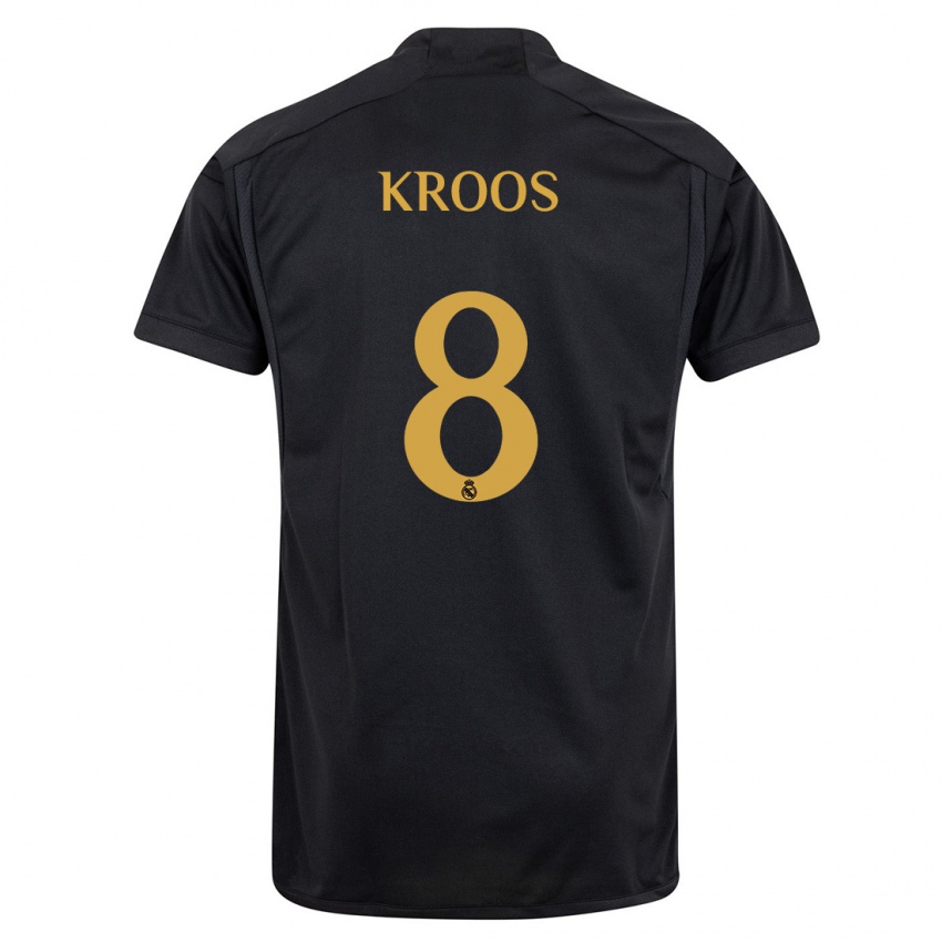 Kinder Toni Kroos #8 Schwarz Ausweichtrikot Trikot 2023/24 T-Shirt Belgien