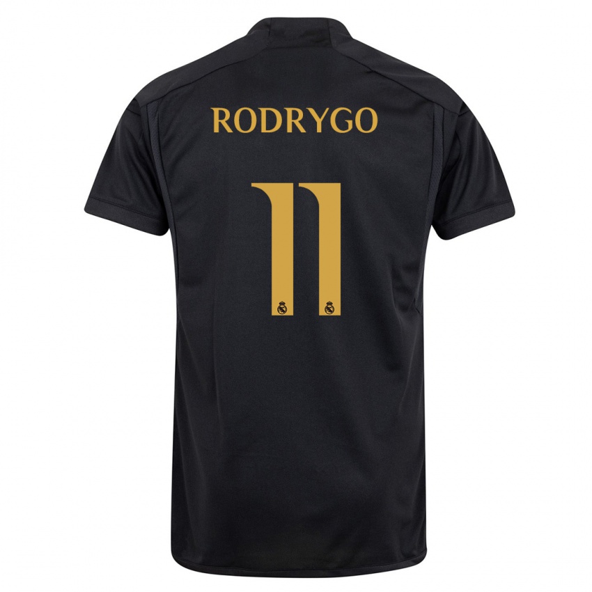 Enfant Maillot Rodrygo #11 Noir Troisieme 2023/24 T-Shirt Belgique