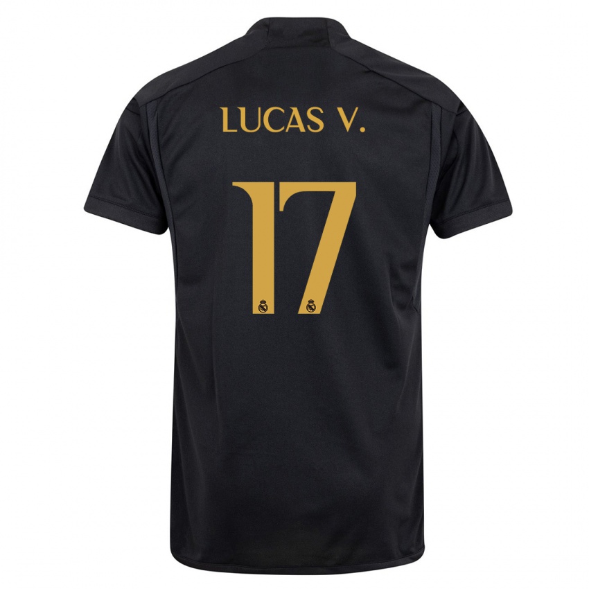 Kinder Lucas Vazquez #17 Schwarz Ausweichtrikot Trikot 2023/24 T-Shirt Belgien