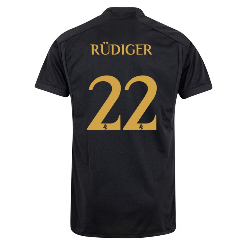 Kinder Antonio Rudiger #22 Schwarz Ausweichtrikot Trikot 2023/24 T-Shirt Belgien