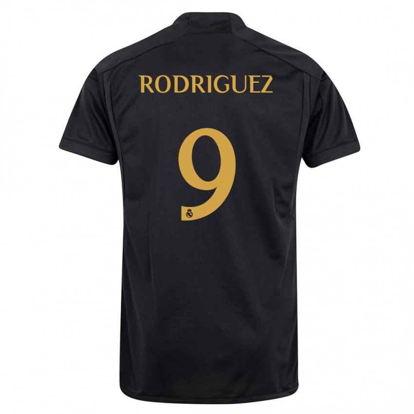 Kinderen Alvaro Rodriguez #9 Zwart Thuisshirt Derde Tenue 2023/24 T-Shirt België