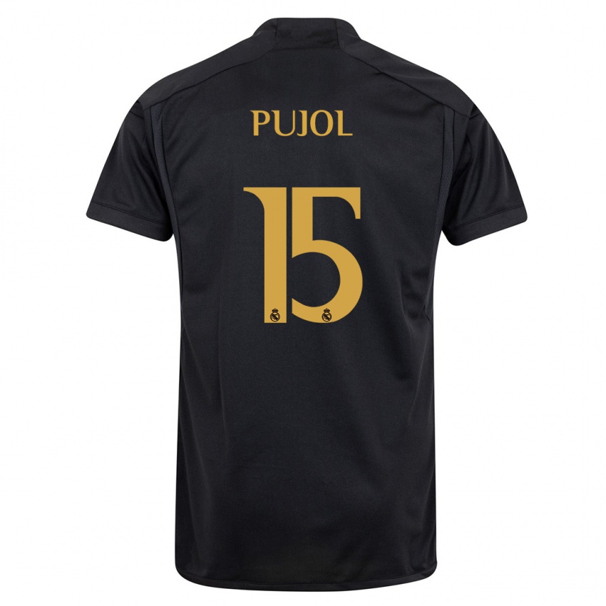 Kinder Edgar Pujol #15 Schwarz Ausweichtrikot Trikot 2023/24 T-Shirt Belgien