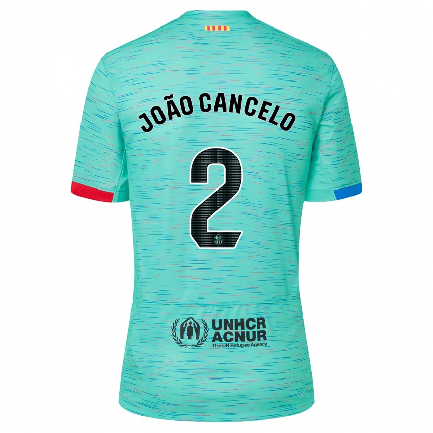 Kinder Joao Cancelo #2 Helles Aqua Ausweichtrikot Trikot 2023/24 T-Shirt Belgien