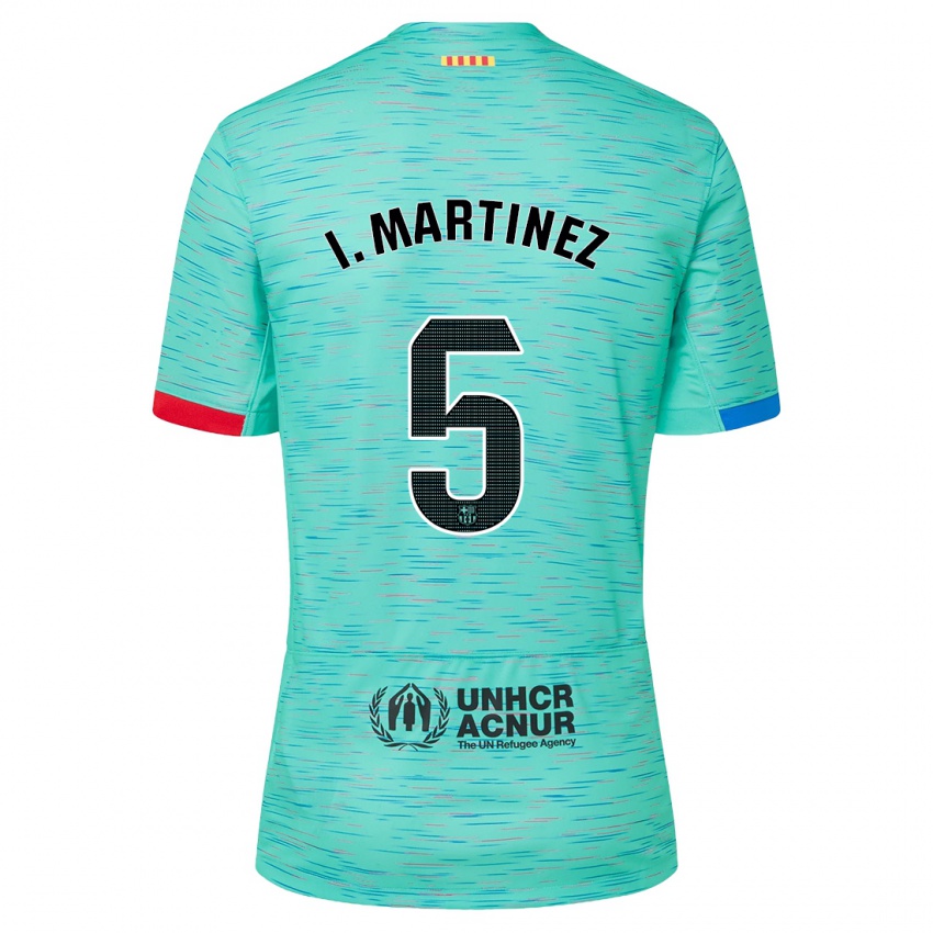 Kinderen Iñigo Martínez #5 Licht Aqua Thuisshirt Derde Tenue 2023/24 T-Shirt België