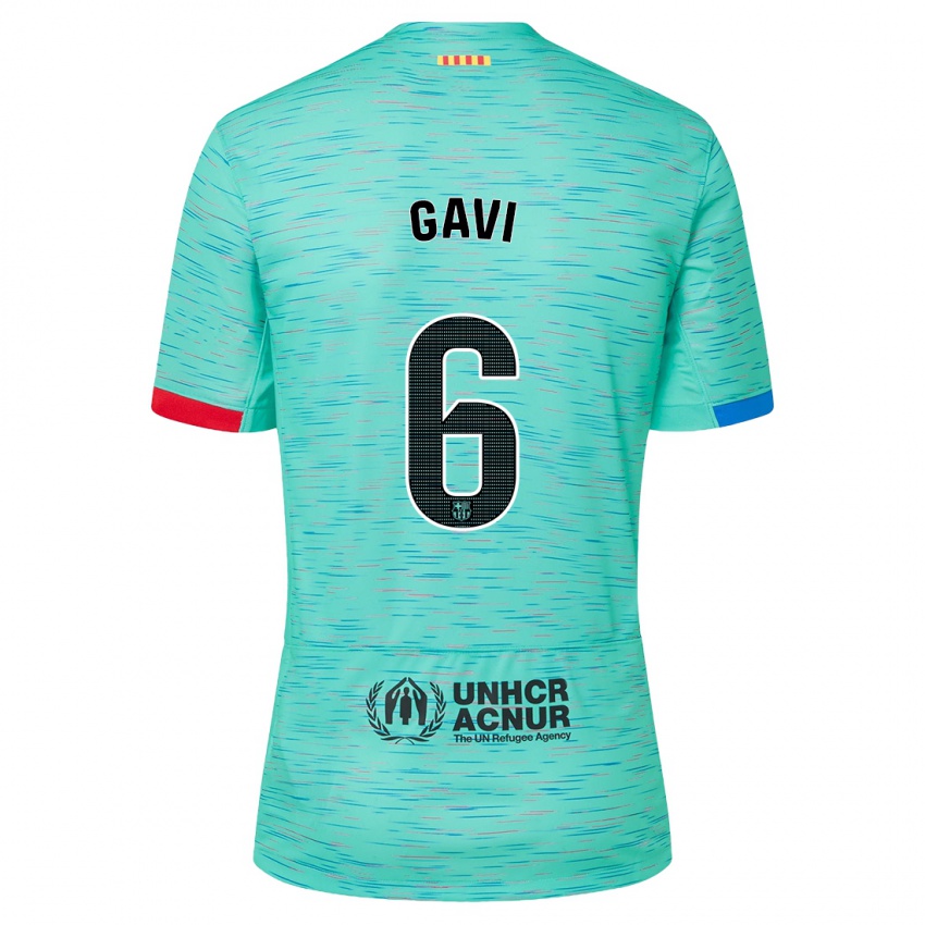Enfant Maillot Gavi #6 Aqua Clair Troisieme 2023/24 T-Shirt Belgique