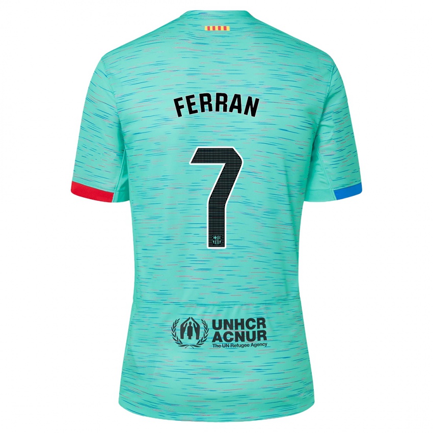 Kinder Ferran Torres #7 Helles Aqua Ausweichtrikot Trikot 2023/24 T-Shirt Belgien