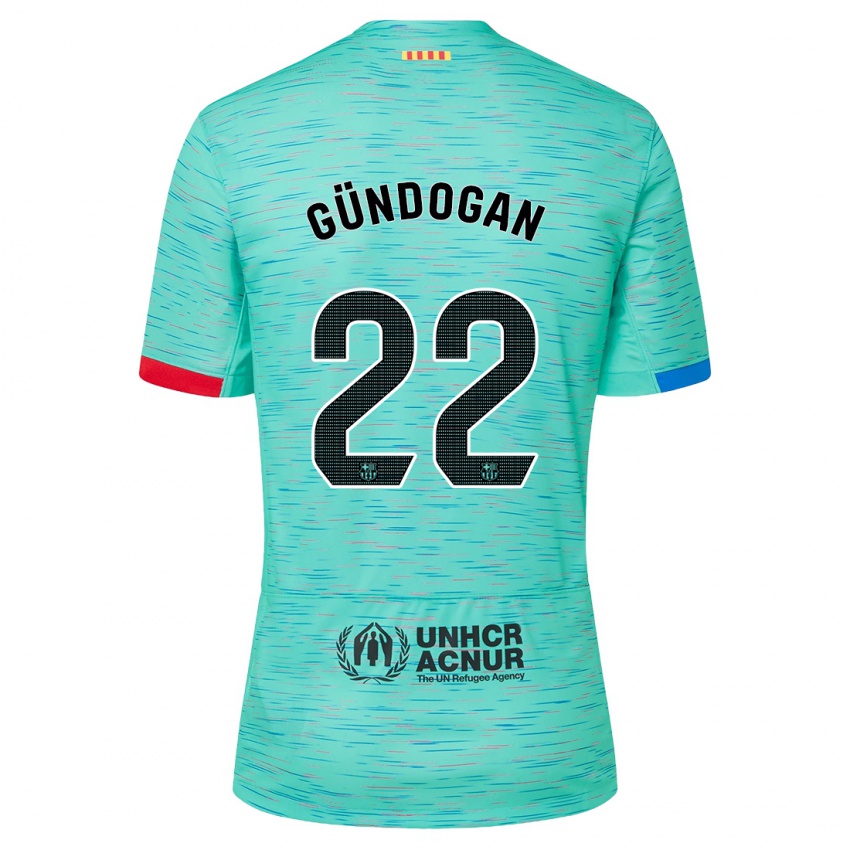 Kinderen Ilkay Gundogan #22 Licht Aqua Thuisshirt Derde Tenue 2023/24 T-Shirt België
