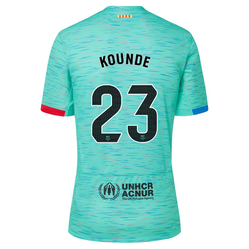 Kinder Jules Kounde #23 Helles Aqua Ausweichtrikot Trikot 2023/24 T-Shirt Belgien