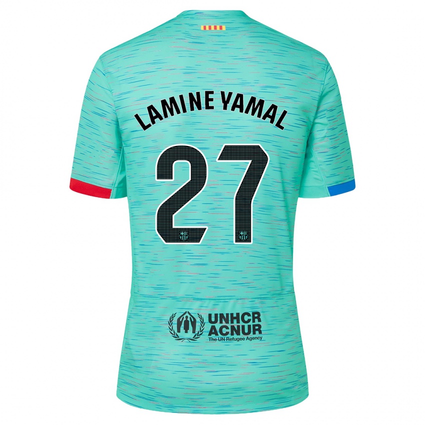 Kinder Lamine Yamal #27 Helles Aqua Ausweichtrikot Trikot 2023/24 T-Shirt Belgien