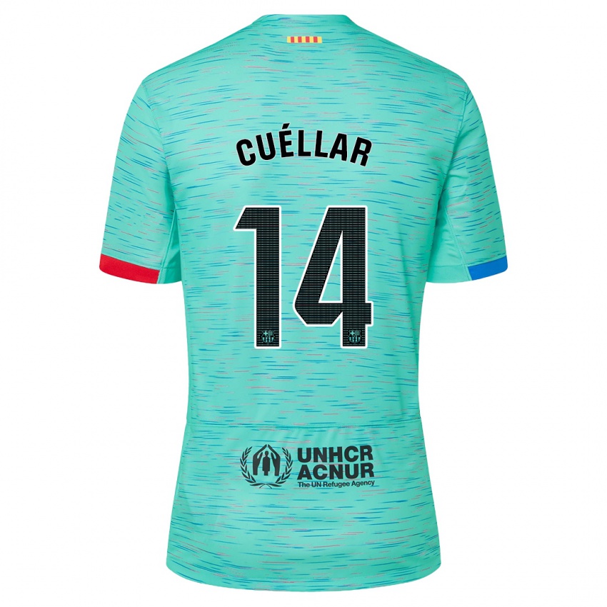 Kinder Jaume Cuéllar #14 Helles Aqua Ausweichtrikot Trikot 2023/24 T-Shirt Belgien