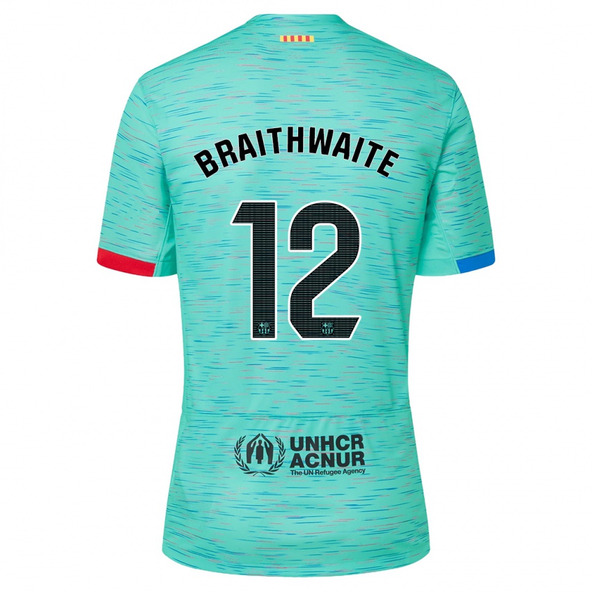 Kinder Martin Braithwaite #12 Helles Aqua Ausweichtrikot Trikot 2023/24 T-Shirt Belgien