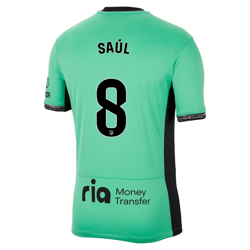 Kinder Saul Niguez #8 Frühlingsgrün Ausweichtrikot Trikot 2023/24 T-Shirt Belgien