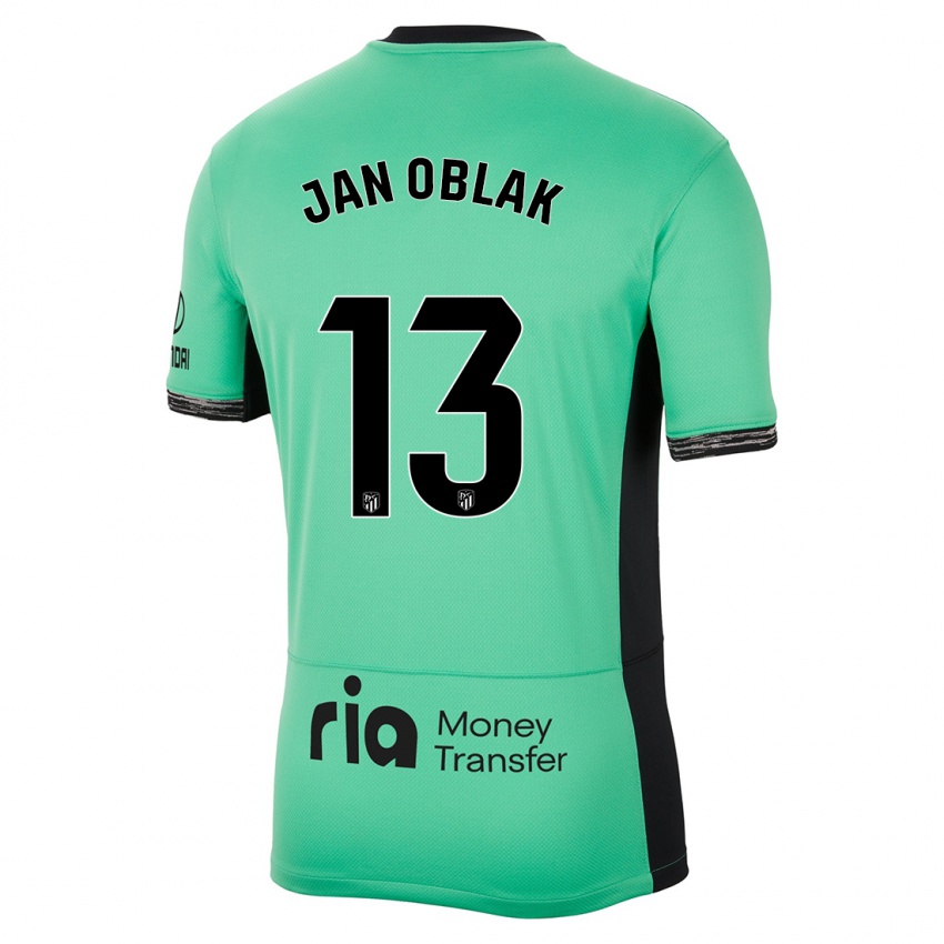 Kinder Jan Oblak #13 Frühlingsgrün Ausweichtrikot Trikot 2023/24 T-Shirt Belgien