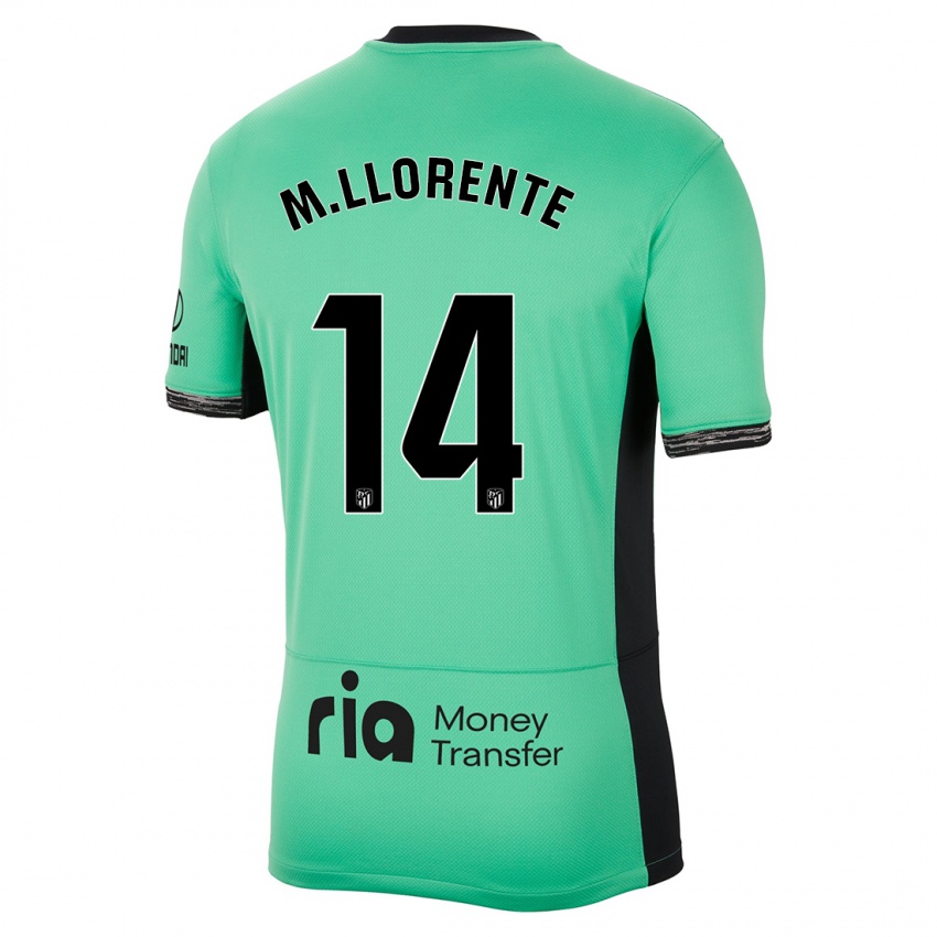 Kinder Marcos Llorente #14 Frühlingsgrün Ausweichtrikot Trikot 2023/24 T-Shirt Belgien