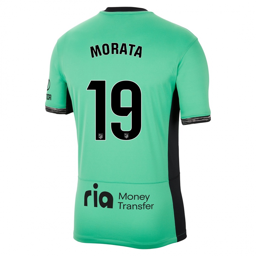 Enfant Maillot Alvaro Morata #19 Vert Printanier Troisieme 2023/24 T-Shirt Belgique