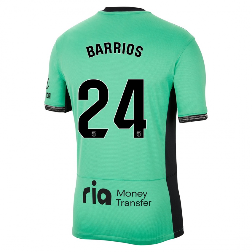 Kinder Pablo Barrios #24 Frühlingsgrün Ausweichtrikot Trikot 2023/24 T-Shirt Belgien
