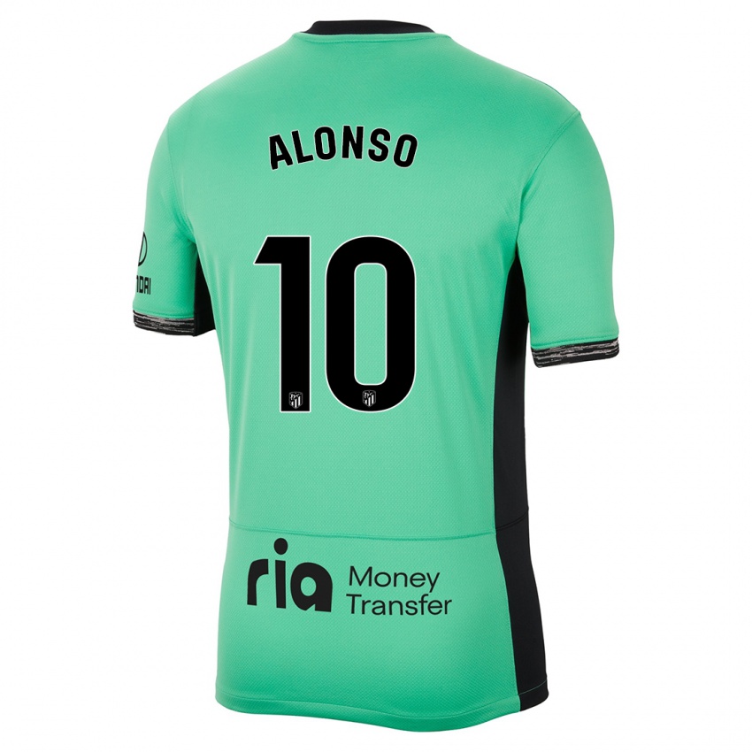 Kinder Javi Alonso #10 Frühlingsgrün Ausweichtrikot Trikot 2023/24 T-Shirt Belgien