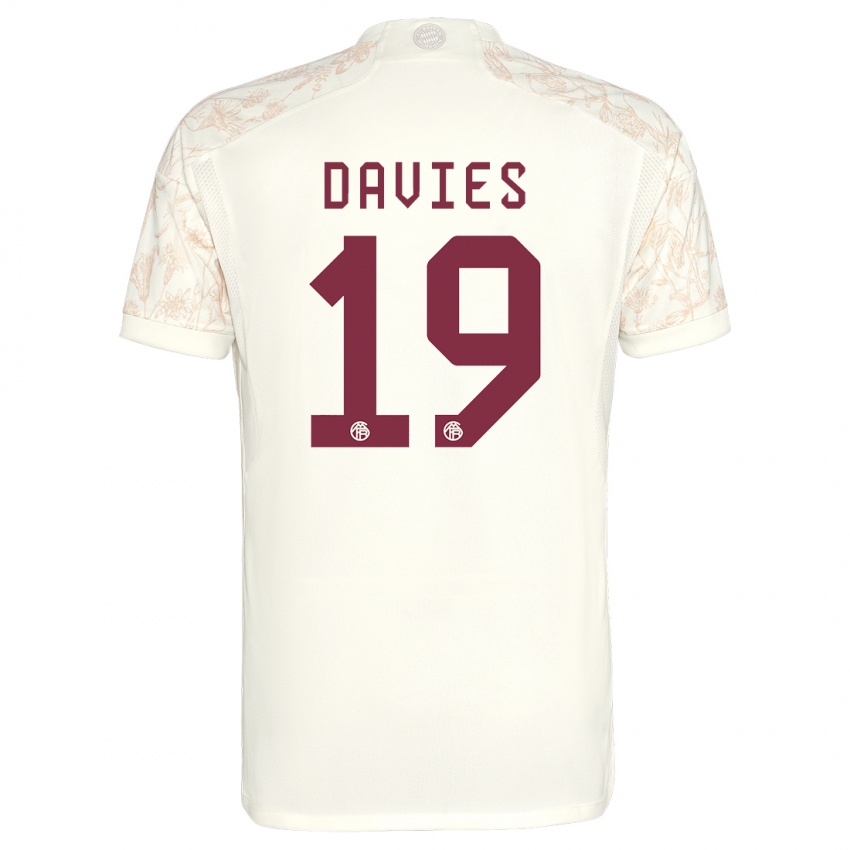 Kinder Alphonso Davies #19 Cremefarben Ausweichtrikot Trikot 2023/24 T-Shirt Belgien