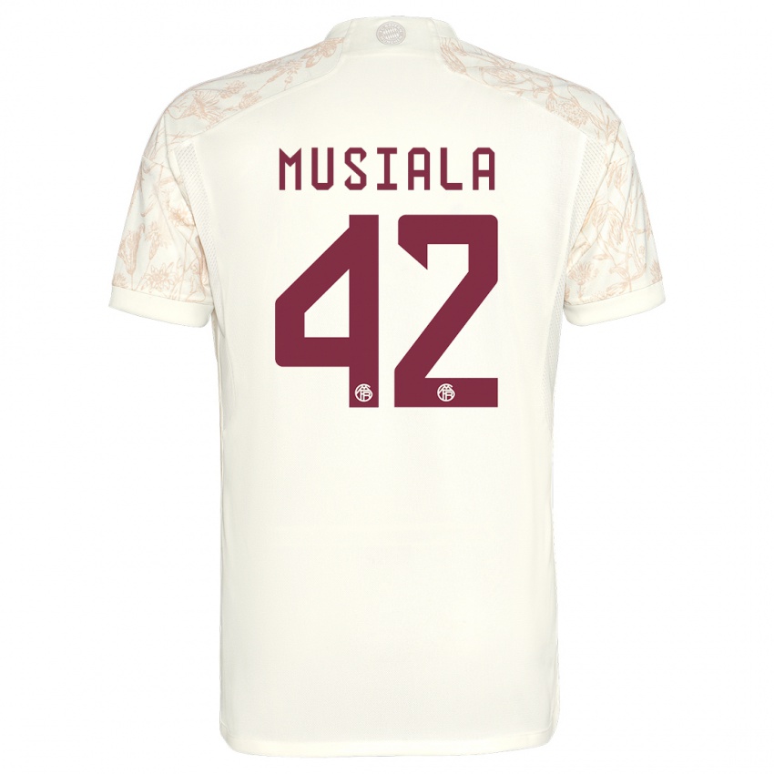 Kinder Jamal Musiala #42 Cremefarben Ausweichtrikot Trikot 2023/24 T-Shirt Belgien