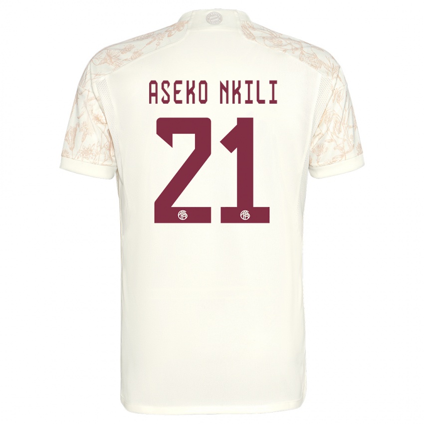Kinder Noel Aseko Nkili #21 Cremefarben Ausweichtrikot Trikot 2023/24 T-Shirt Belgien