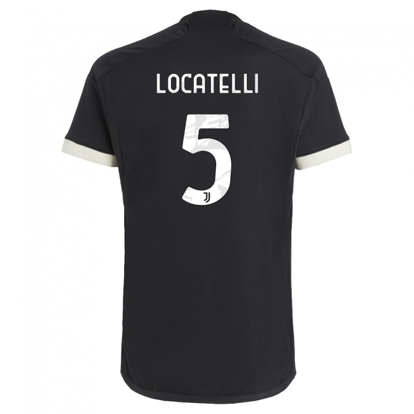 Enfant Maillot Manuel Locatelli #5 Noir Troisieme 2023/24 T-Shirt Belgique