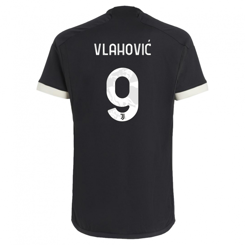 Kinderen Dusan Vlahovic #9 Zwart Thuisshirt Derde Tenue 2023/24 T-Shirt België