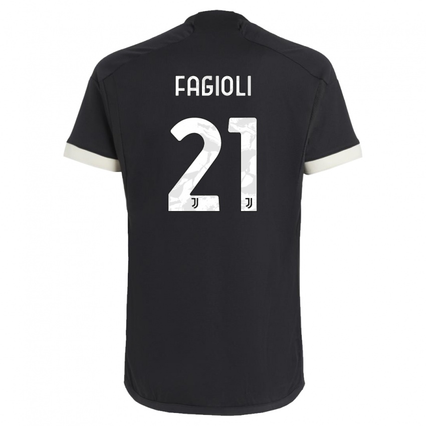 Kinder Nicolo Fagioli #21 Schwarz Ausweichtrikot Trikot 2023/24 T-Shirt Belgien