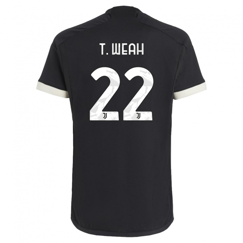 Kinder Timothy Weah #22 Schwarz Ausweichtrikot Trikot 2023/24 T-Shirt Belgien