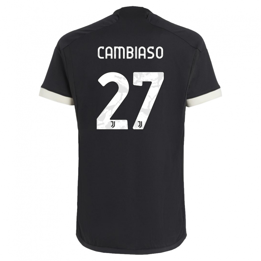 Kinder Andrea Cambiaso #27 Schwarz Ausweichtrikot Trikot 2023/24 T-Shirt Belgien