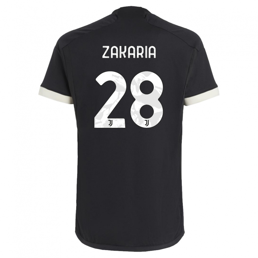 Kinder Denis Zakaria #28 Schwarz Ausweichtrikot Trikot 2023/24 T-Shirt Belgien
