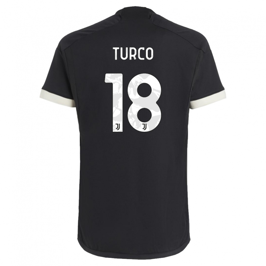 Kinderen Nicolo Turco #18 Zwart Thuisshirt Derde Tenue 2023/24 T-Shirt België