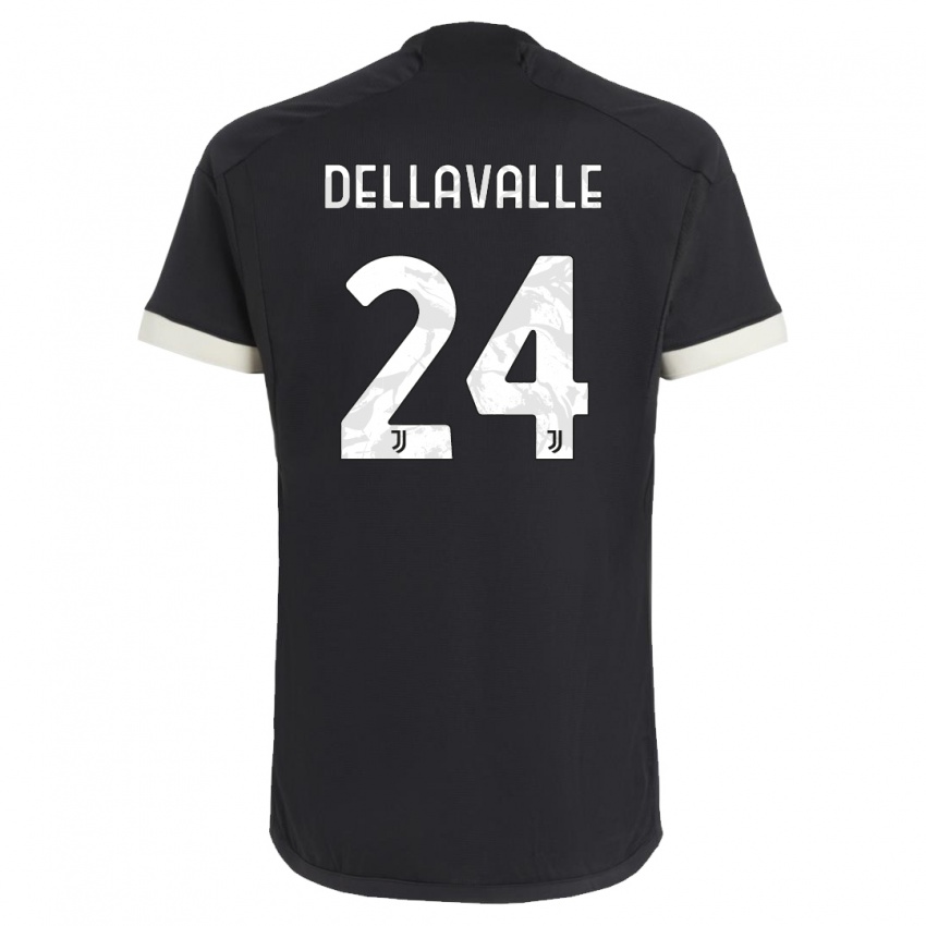 Kinder Lorenzo Dellavalle #24 Schwarz Ausweichtrikot Trikot 2023/24 T-Shirt Belgien
