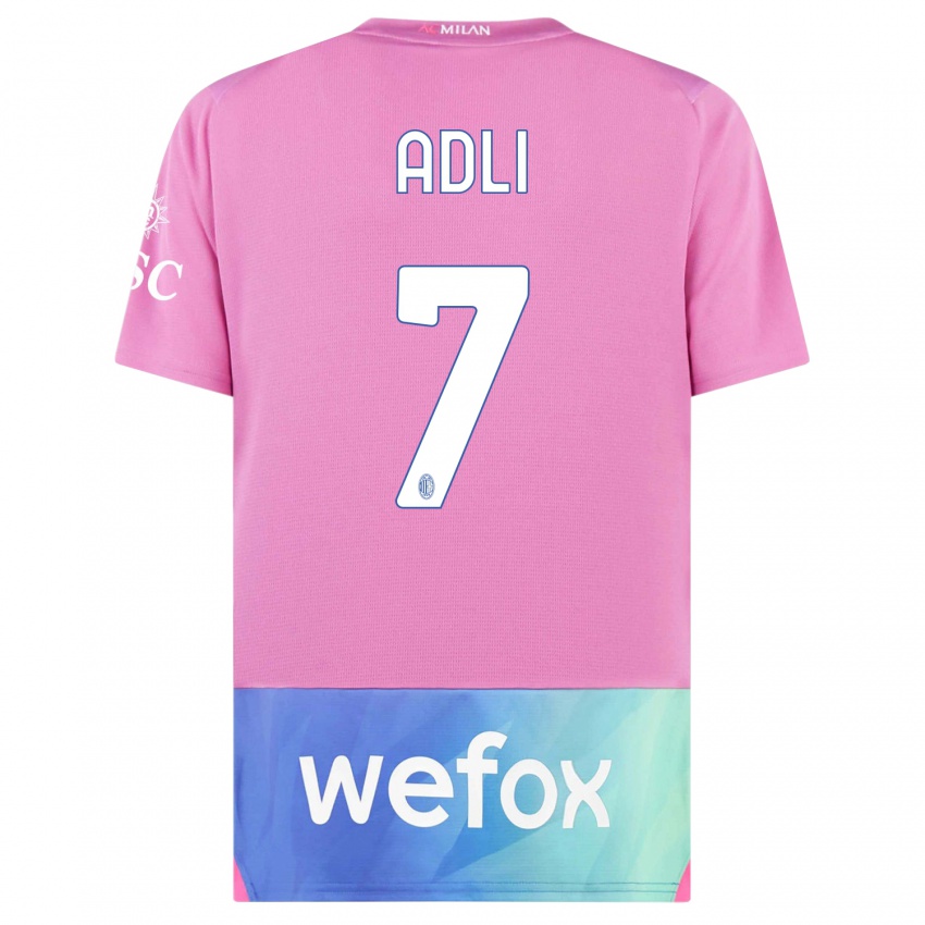 Kinder Yacine Adli #7 Pink Lila Ausweichtrikot Trikot 2023/24 T-Shirt Belgien