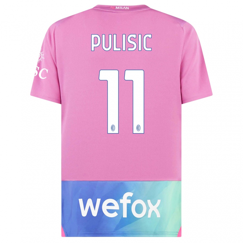 Kinderen Christian Pulisic #11 Roze Paars Thuisshirt Derde Tenue 2023/24 T-Shirt België