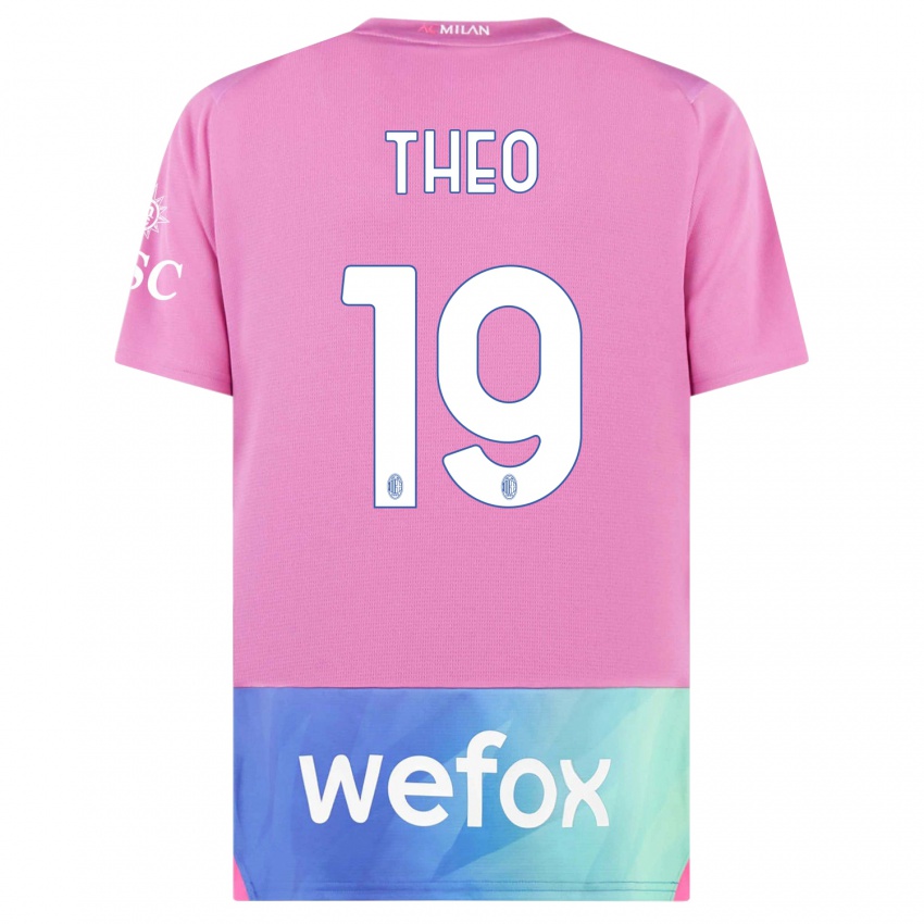 Kinder Theo Hernandez #19 Pink Lila Ausweichtrikot Trikot 2023/24 T-Shirt Belgien