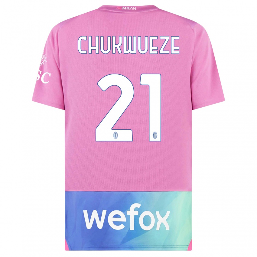 Kinder Samuel Chukwueze #21 Pink Lila Ausweichtrikot Trikot 2023/24 T-Shirt Belgien