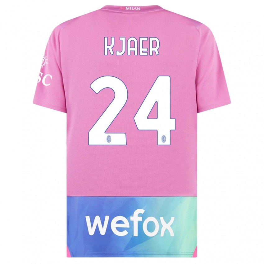 Kinder Simon Kjaer #24 Pink Lila Ausweichtrikot Trikot 2023/24 T-Shirt Belgien