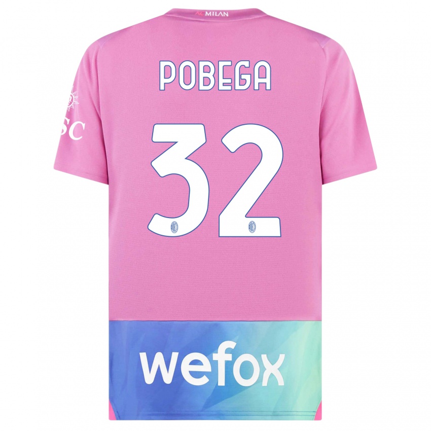 Kinder Tommaso Pobega #32 Pink Lila Ausweichtrikot Trikot 2023/24 T-Shirt Belgien