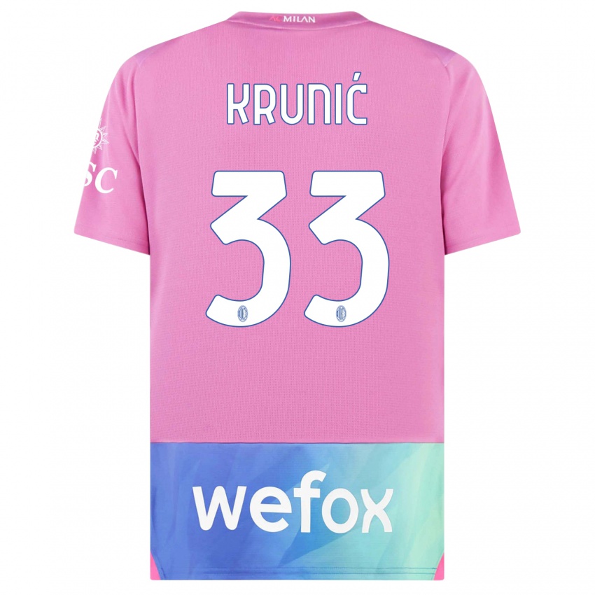 Kinder Rade Krunic #33 Pink Lila Ausweichtrikot Trikot 2023/24 T-Shirt Belgien