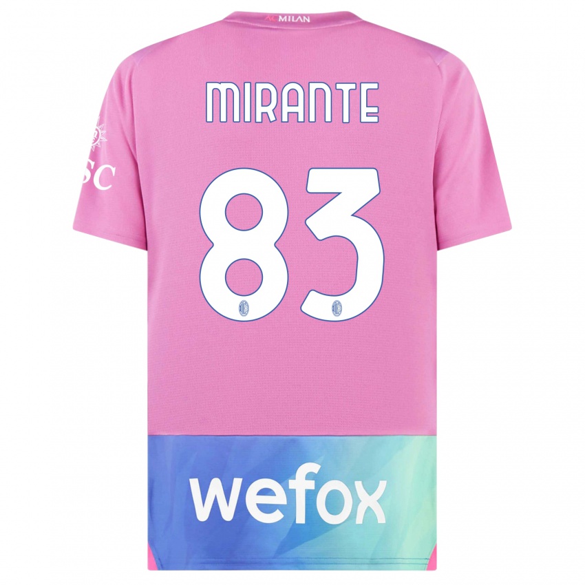 Kinderen Antonio Mirante #83 Roze Paars Thuisshirt Derde Tenue 2023/24 T-Shirt België
