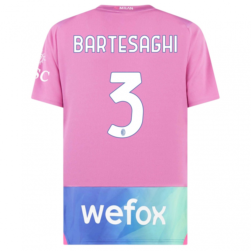 Kinderen Davide Bartesaghi #3 Roze Paars Thuisshirt Derde Tenue 2023/24 T-Shirt België