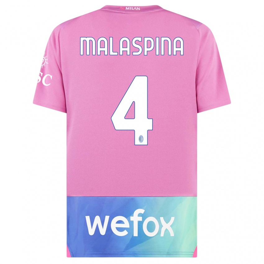 Kinder Mattia Malaspina #4 Pink Lila Ausweichtrikot Trikot 2023/24 T-Shirt Belgien