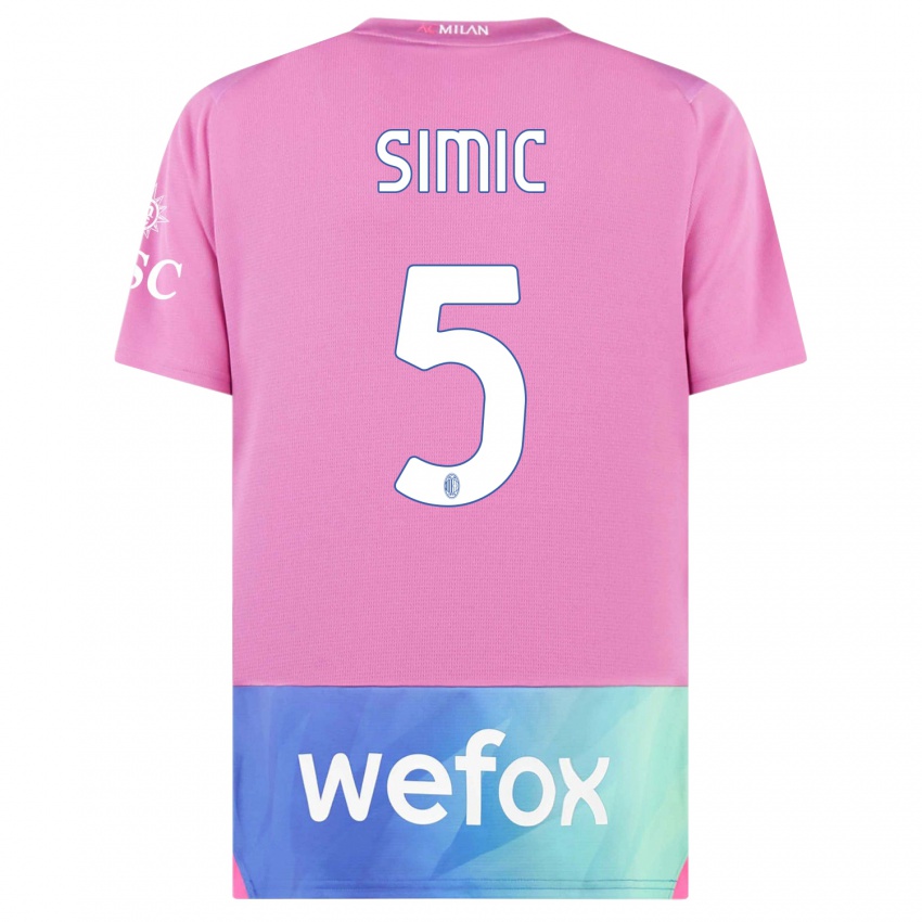 Kinder Jan-Carlo Simic #5 Pink Lila Ausweichtrikot Trikot 2023/24 T-Shirt Belgien