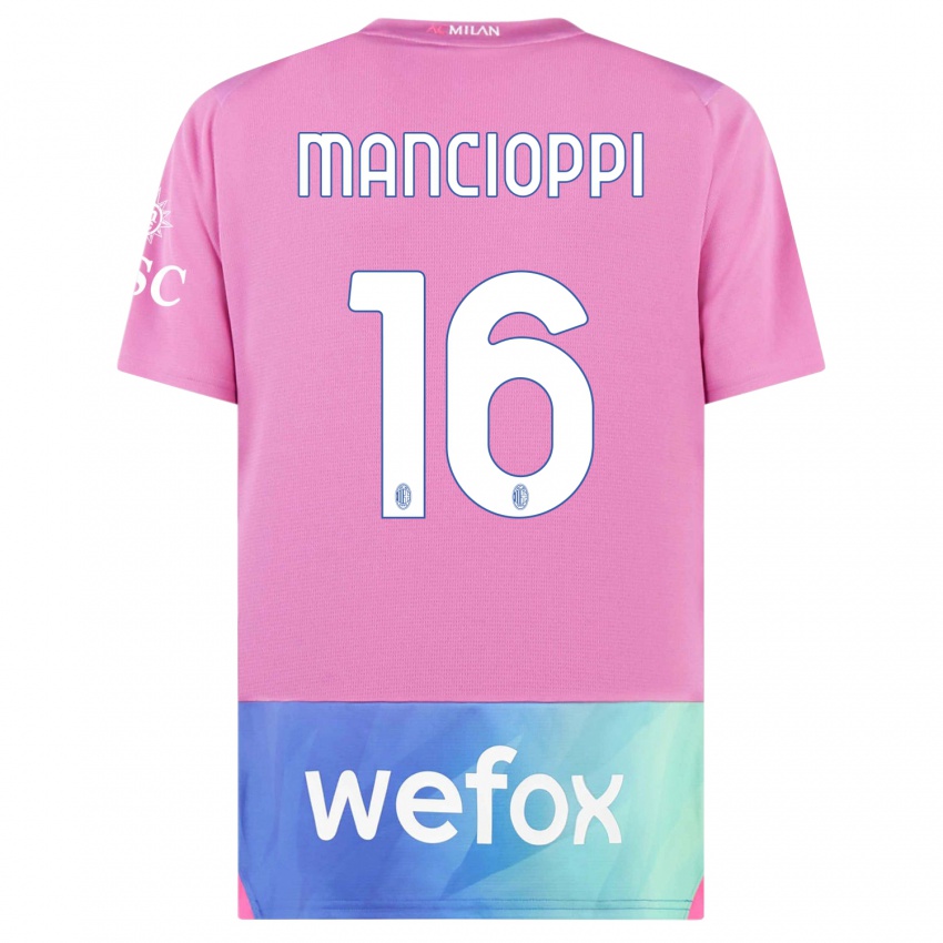 Kinder Tommaso Mancioppi #16 Pink Lila Ausweichtrikot Trikot 2023/24 T-Shirt Belgien